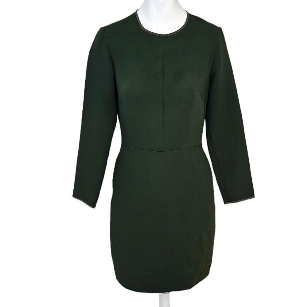 Aritzia Wilfred Vilard Dress Crepe Long Sleeve Size 2 Green  Zip Back Mini